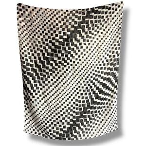 Womens Large Oversized Infinity Scarf Black White Checked Print Lightweight